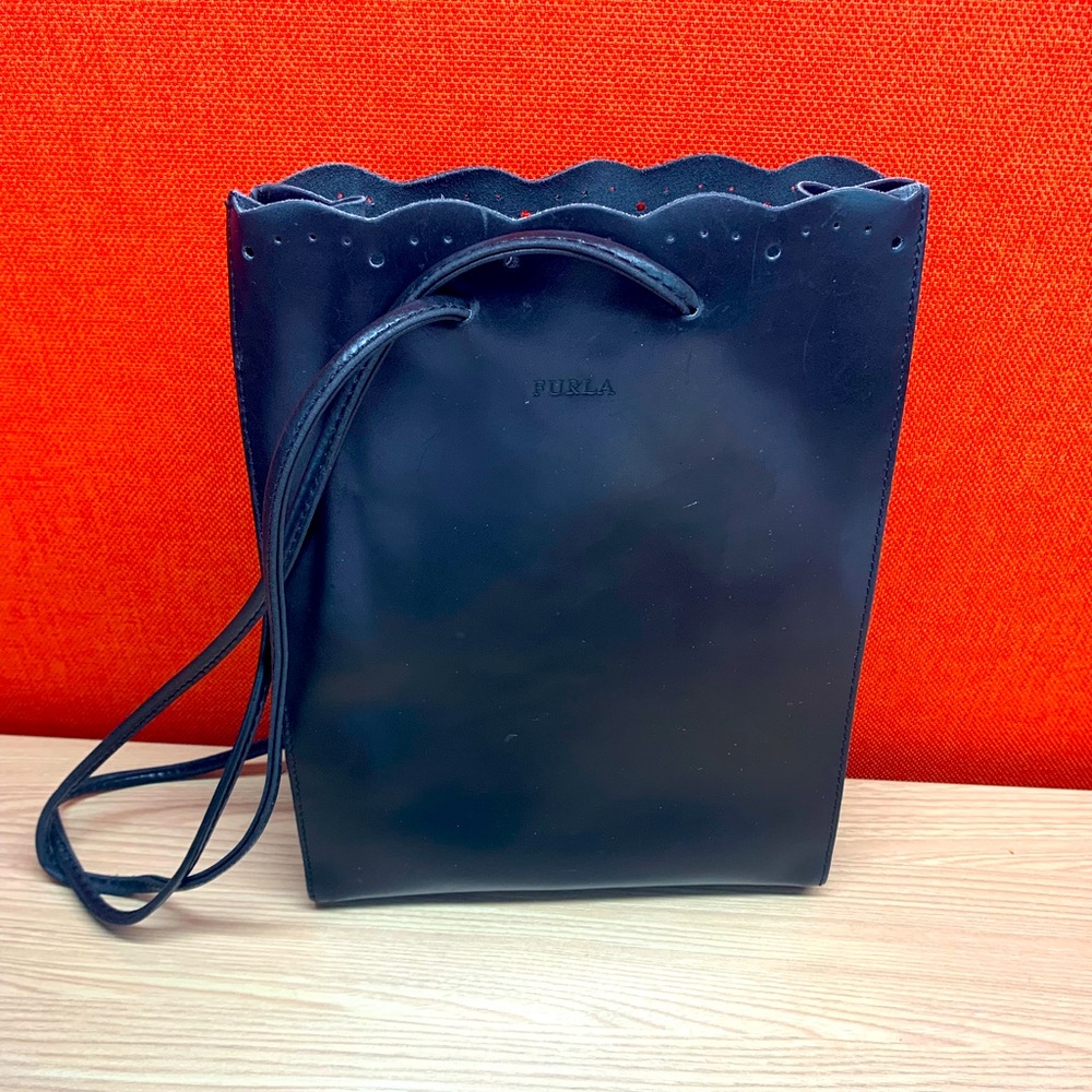 Furla Black Leather 2 Handle Shoulder
Tote Bag Made in Italy